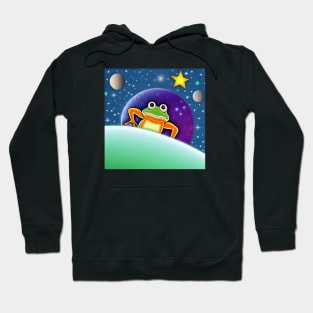 Hippy frog in space with stars Hoodie